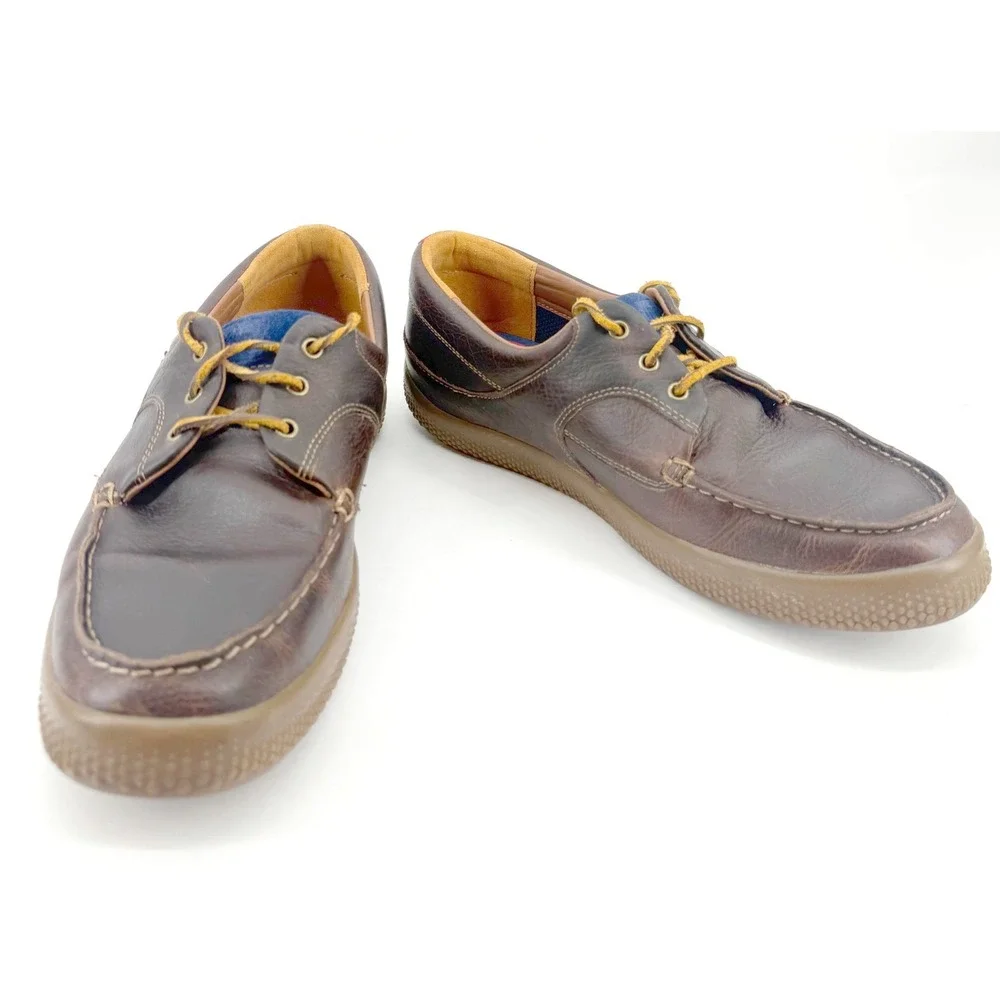 FitFlop Micro Wobble Board Boat Shoes Mens 11 Brown Leather Moc Comfort Resort